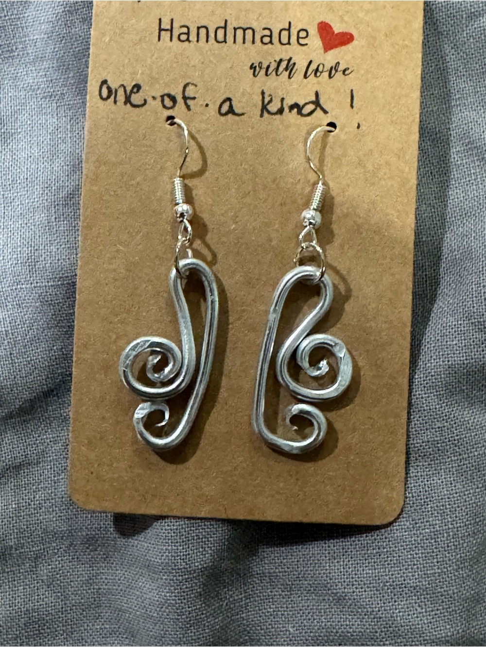 Handmade Silver Swirl Dangle Earrings — Silver Spiral Drops